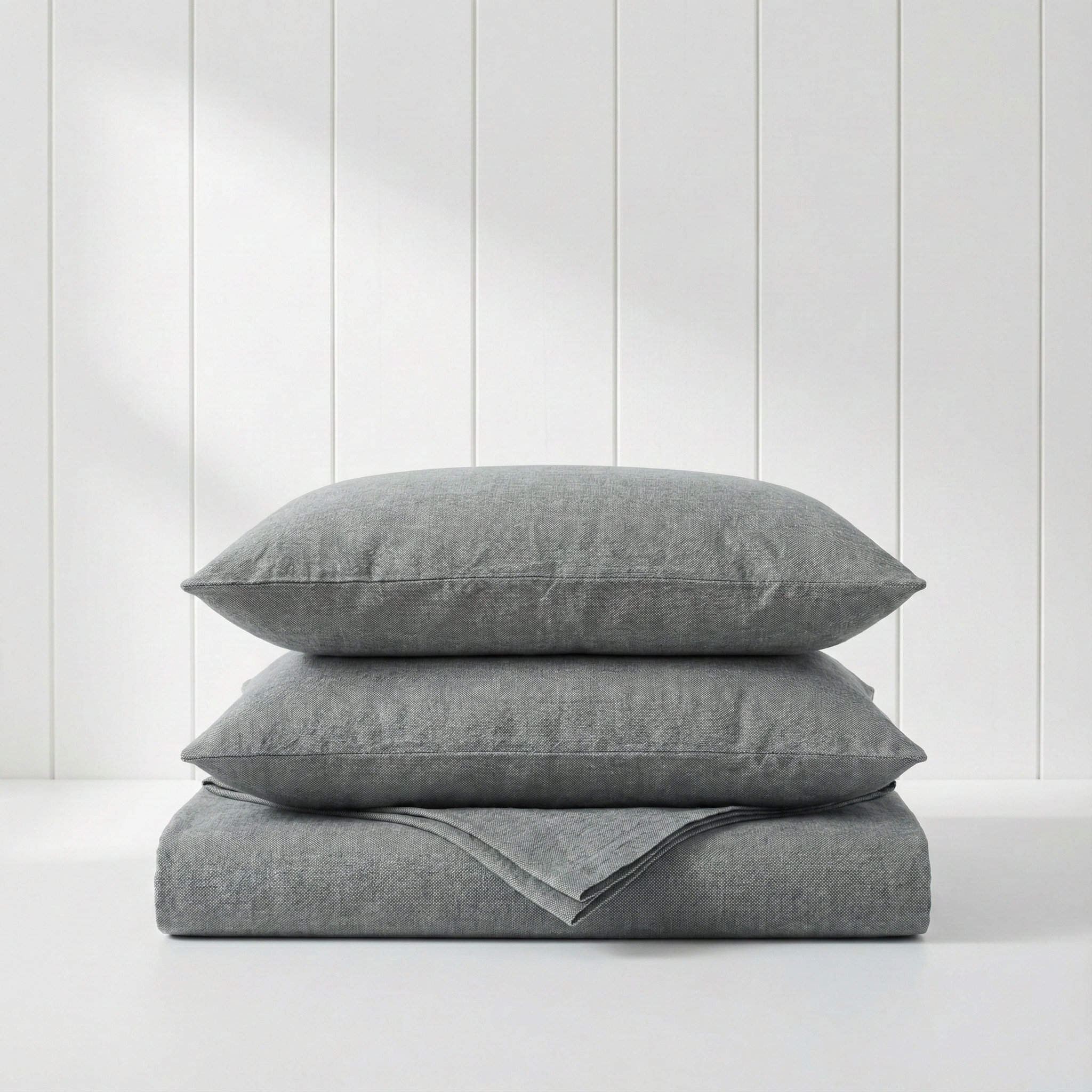 European Coastal Bedding Organic Cotton Flat King Bedsheet Set- Pebble Grey