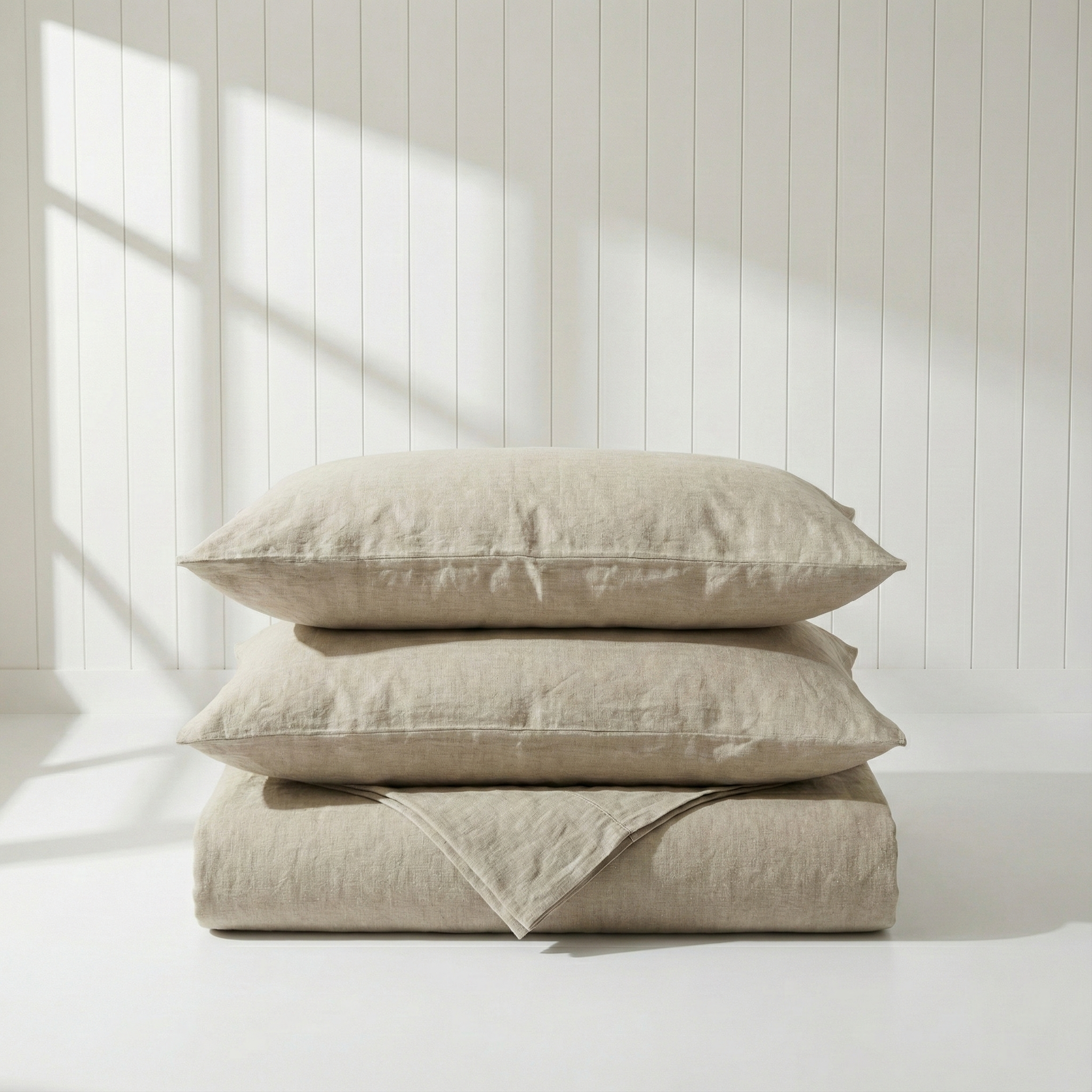 European Coastal Bedding Organic Cotton Flat King Bedsheet Set- Soft Dune