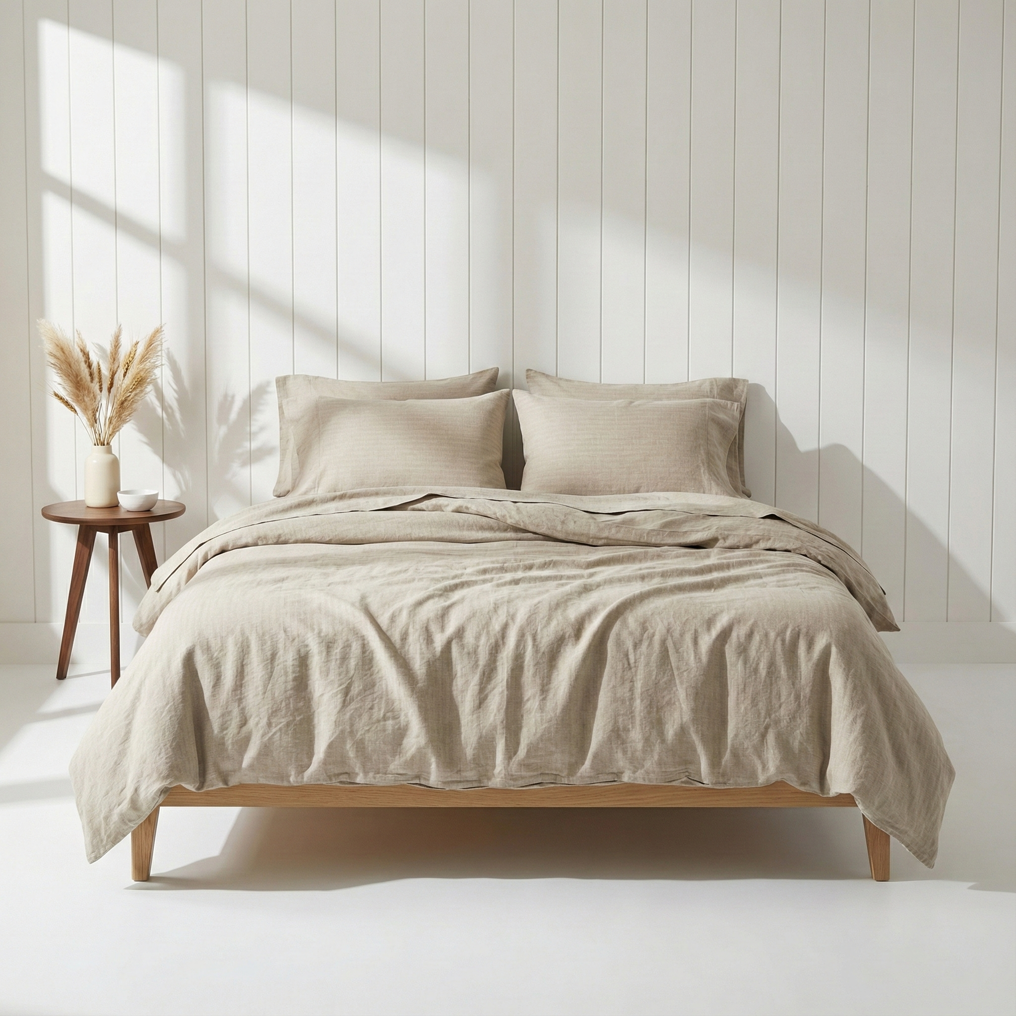 European Coastal Bedding Organic Cotton Flat King Bedsheet Set- Soft Dune