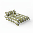 300TC Olive Green Stripe 100% Cotton Flat Bedsheet Set