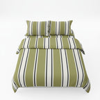 300TC Olive Green Stripe 100% Cotton Flat Bedsheet Set