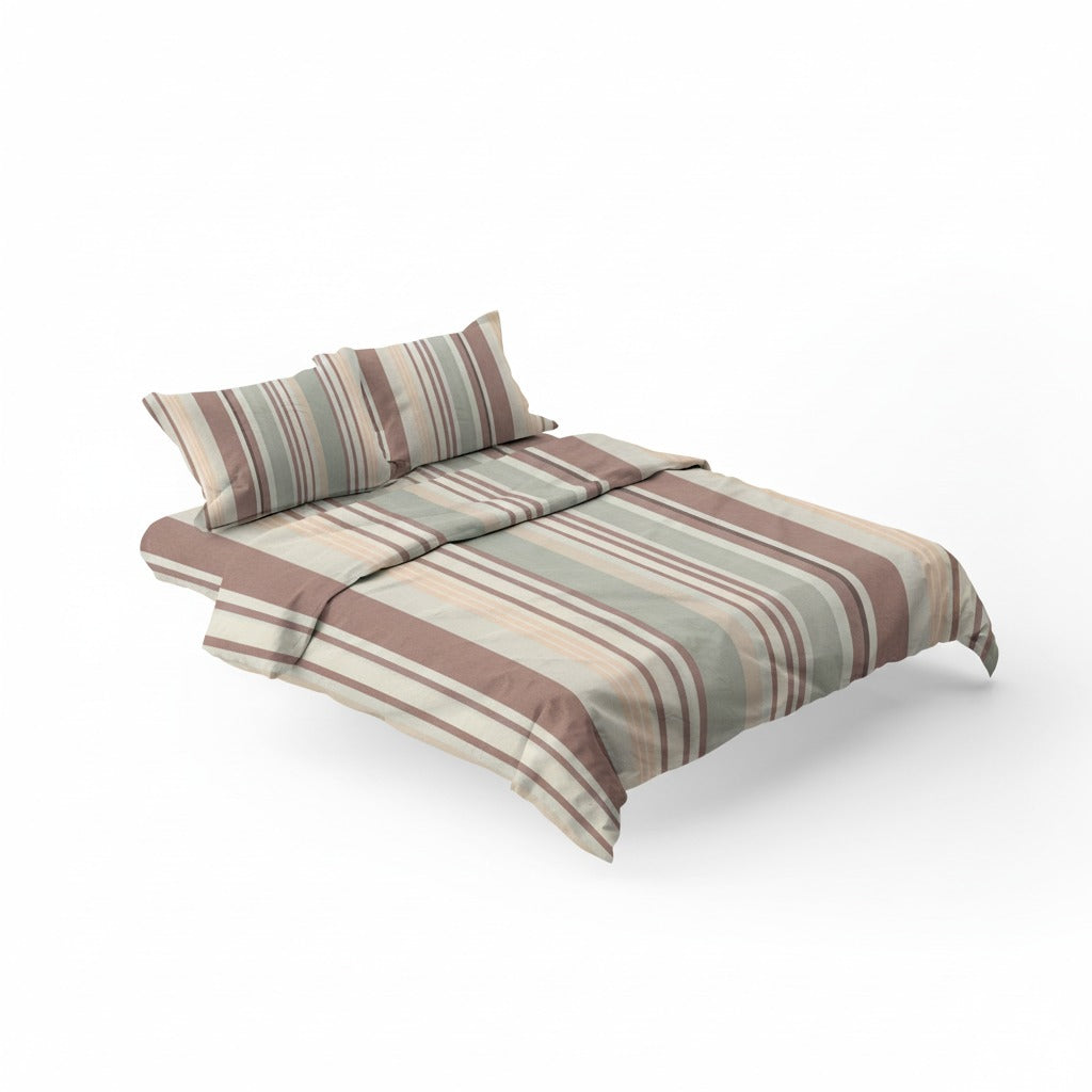 300TC Striped 100% Cotton Flat Bedsheet Set