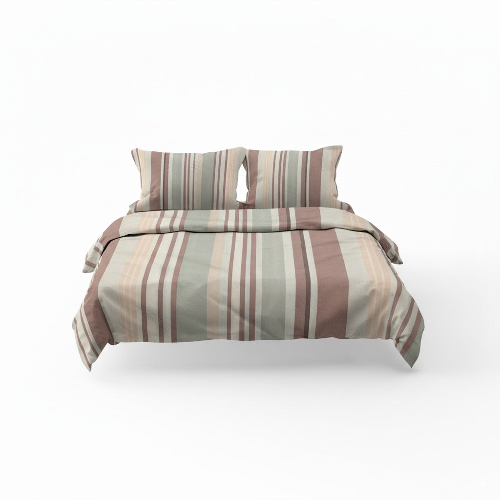 300TC Striped 100% Cotton Flat Bedsheet Set