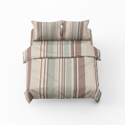 300TC Striped 100% Cotton Fitted Bedsheet Set